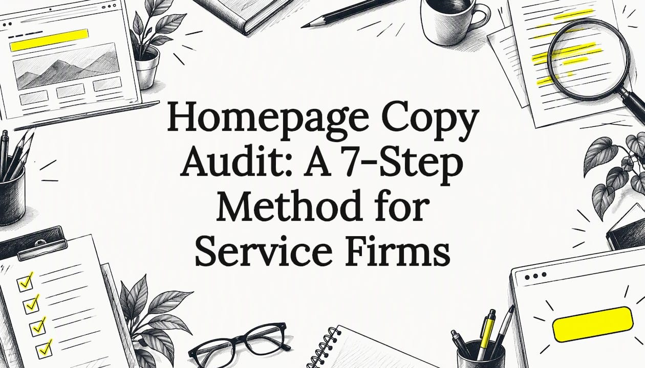 Hand-drawn homepage audit title card