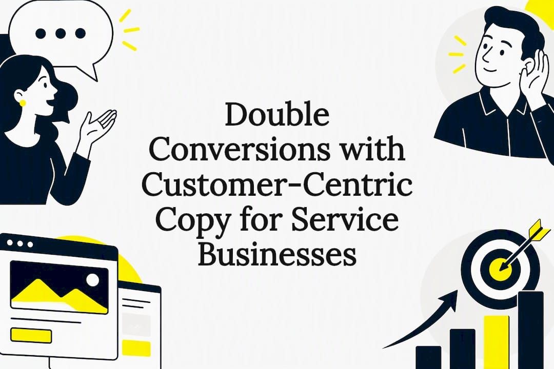 Customer-centric copy title card illustration