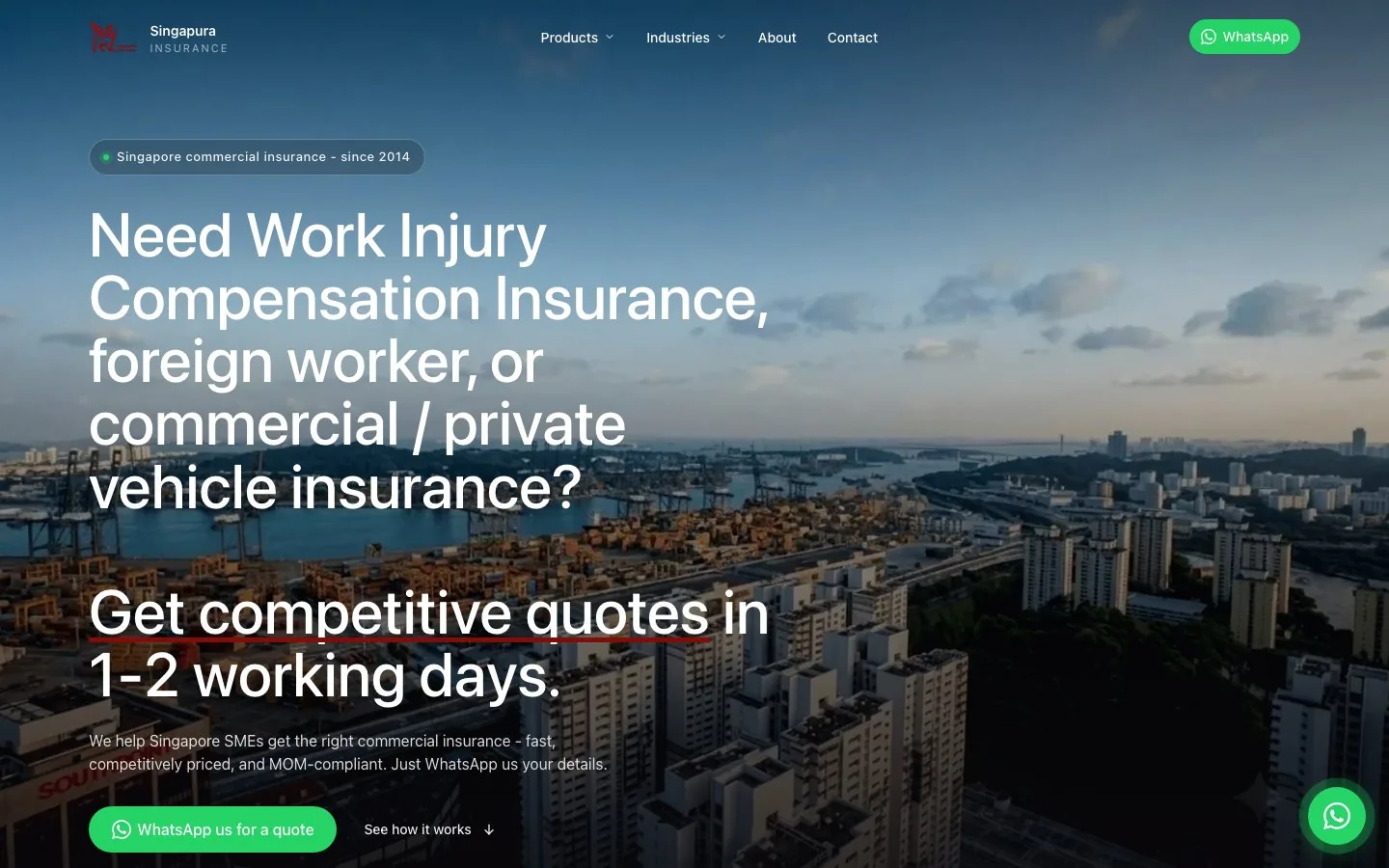 The Singapura Insurance homepage, built by HockWorks.