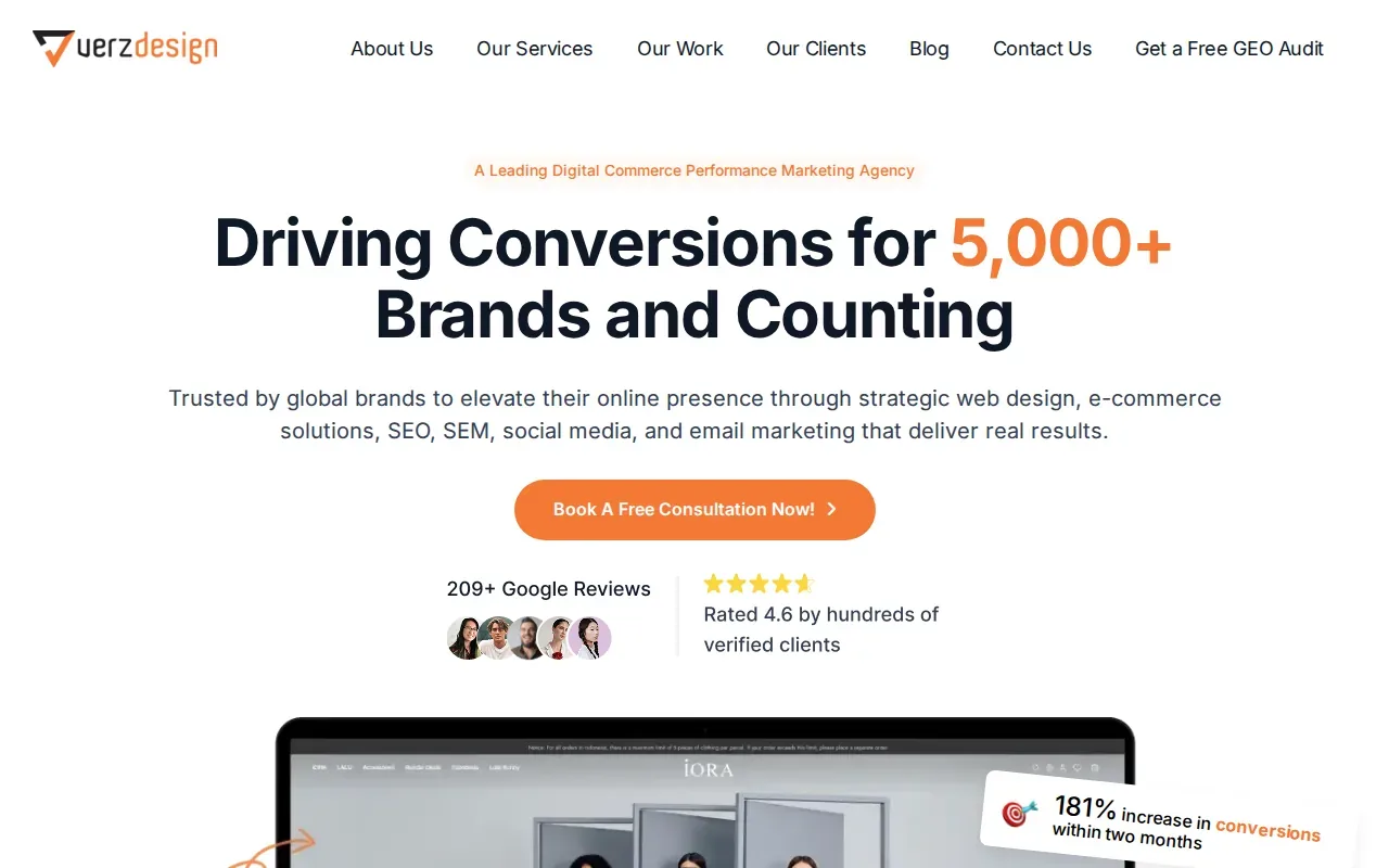 Screenshot of the Verz Design website