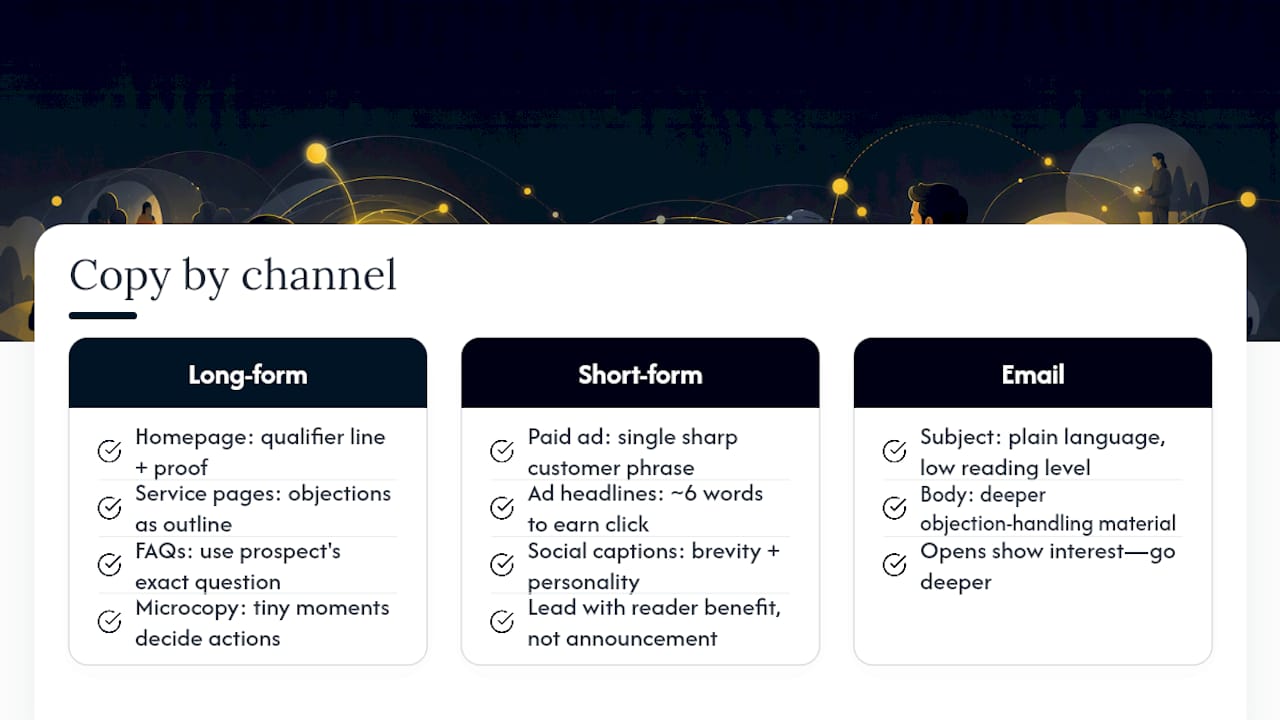 Customer-centric copy across marketing channels