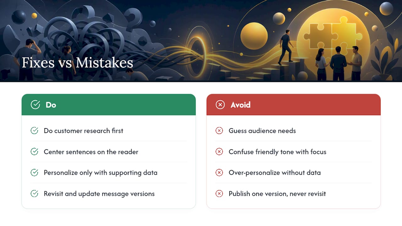 Common Mistakes That Undo Customer-Centric Copy — overview diagram